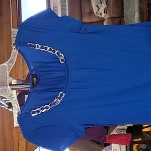 AGB royal blue size M top with silver necklace attached.